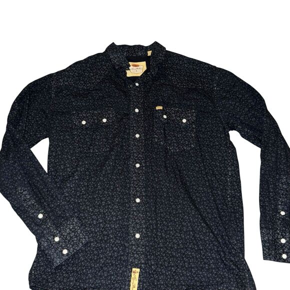 Larry Mahan Western Pearl Snap Shirt Mens L Black Floral Cowboy Rodeo Vintage - Picture 4 of 14
